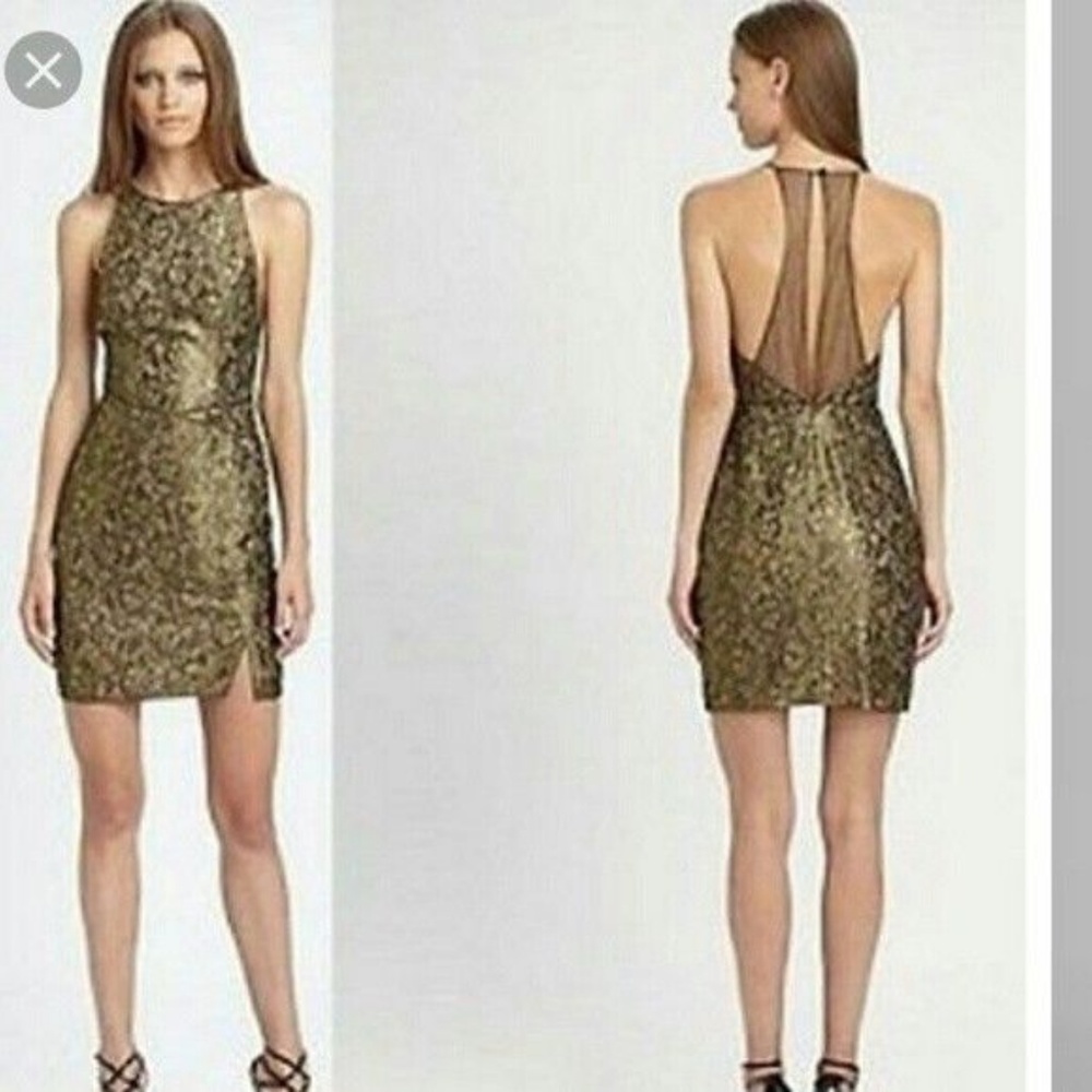 BCBG Max Azria METALLIC Gold TENYA Cocktail DRESS